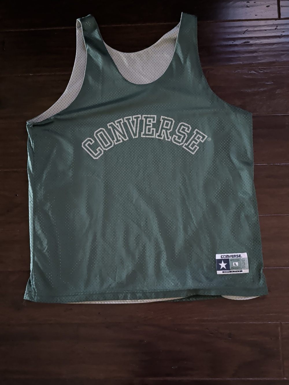 Vintage Converse Mesh Spellout Green REVERSIBLE GREY BLANK TANKTOP
